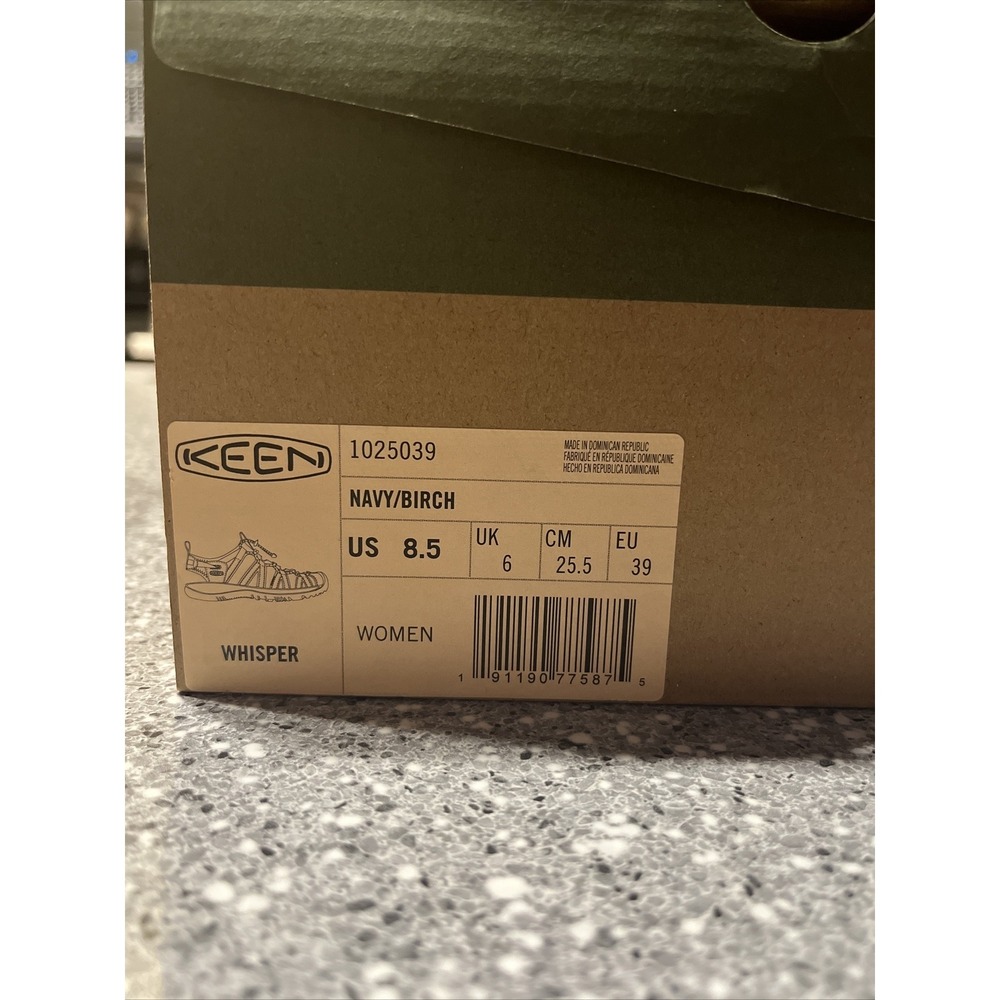 Woman's Sandals KEEN Whisper Size 8.5 NEW IN BOX. Navy/ Birch - Picture 13 of 14